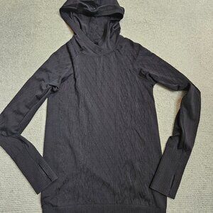 Lululemon Rest Less Hoodie Black Long Sleeve Thumbholes Running Shirt 10 ?